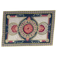 Nice Antique Needlepoint European Rug Tapestry