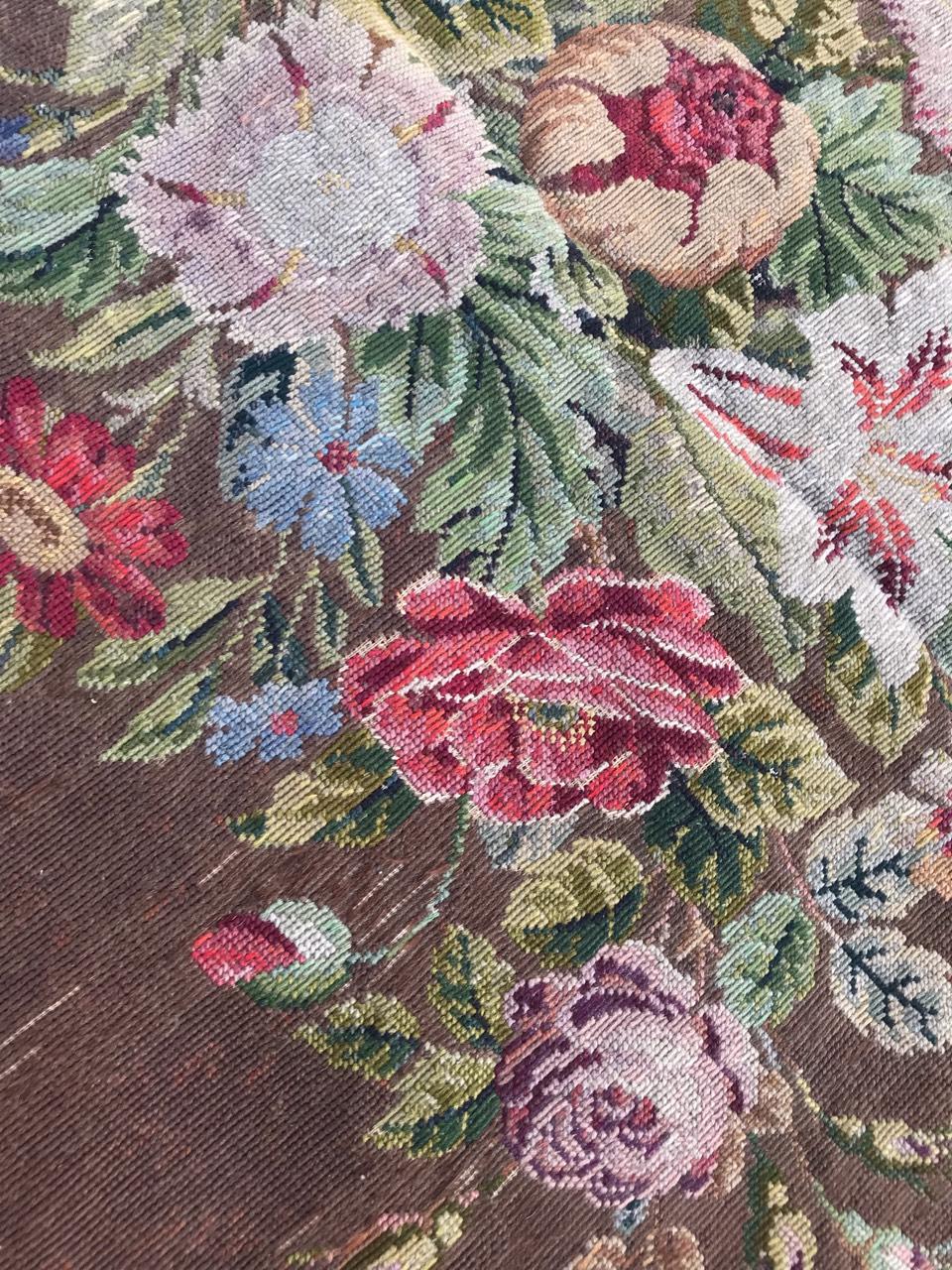 Nice Antique Needlepoint French Rug Tapestry 3