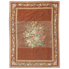 Nice Antique Needlepoint French Rug Tapestry