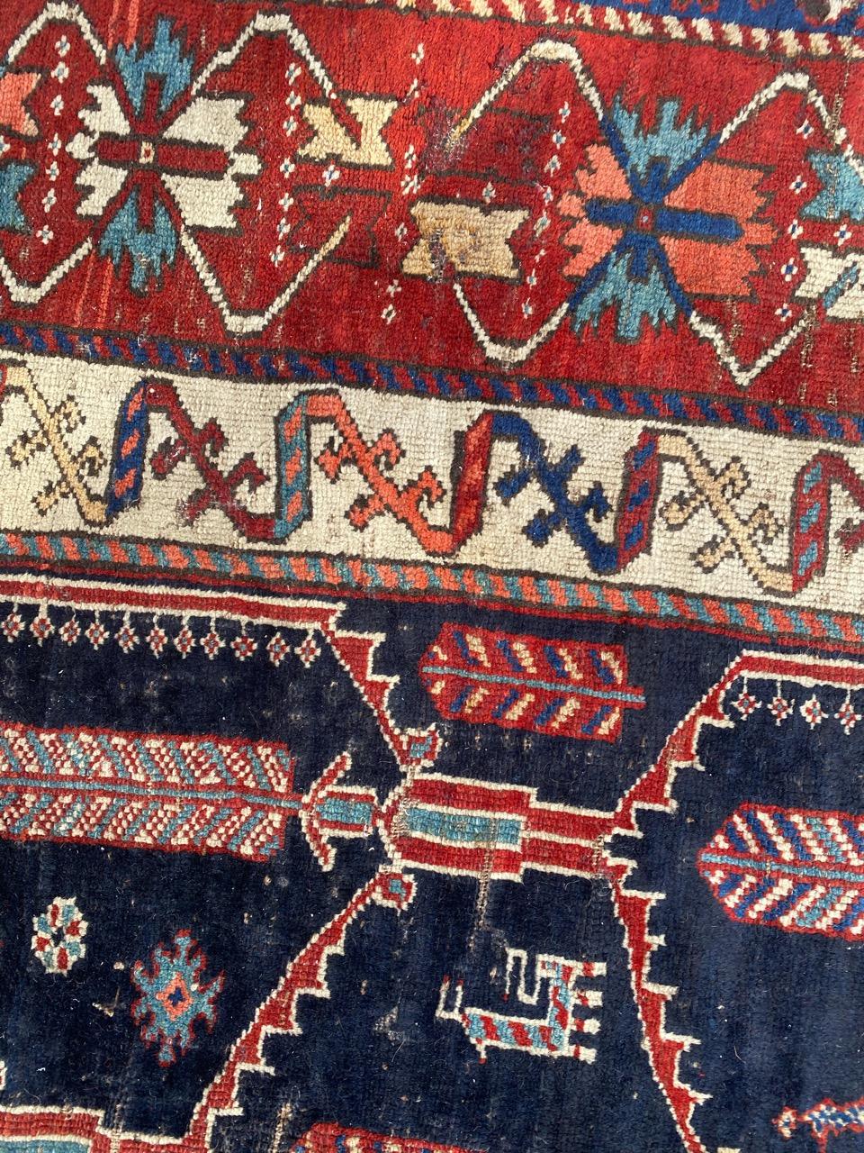 Bobyrug’s Nice Antique North Western Tribal Rug In Fair Condition For Sale In Saint Ouen, FR