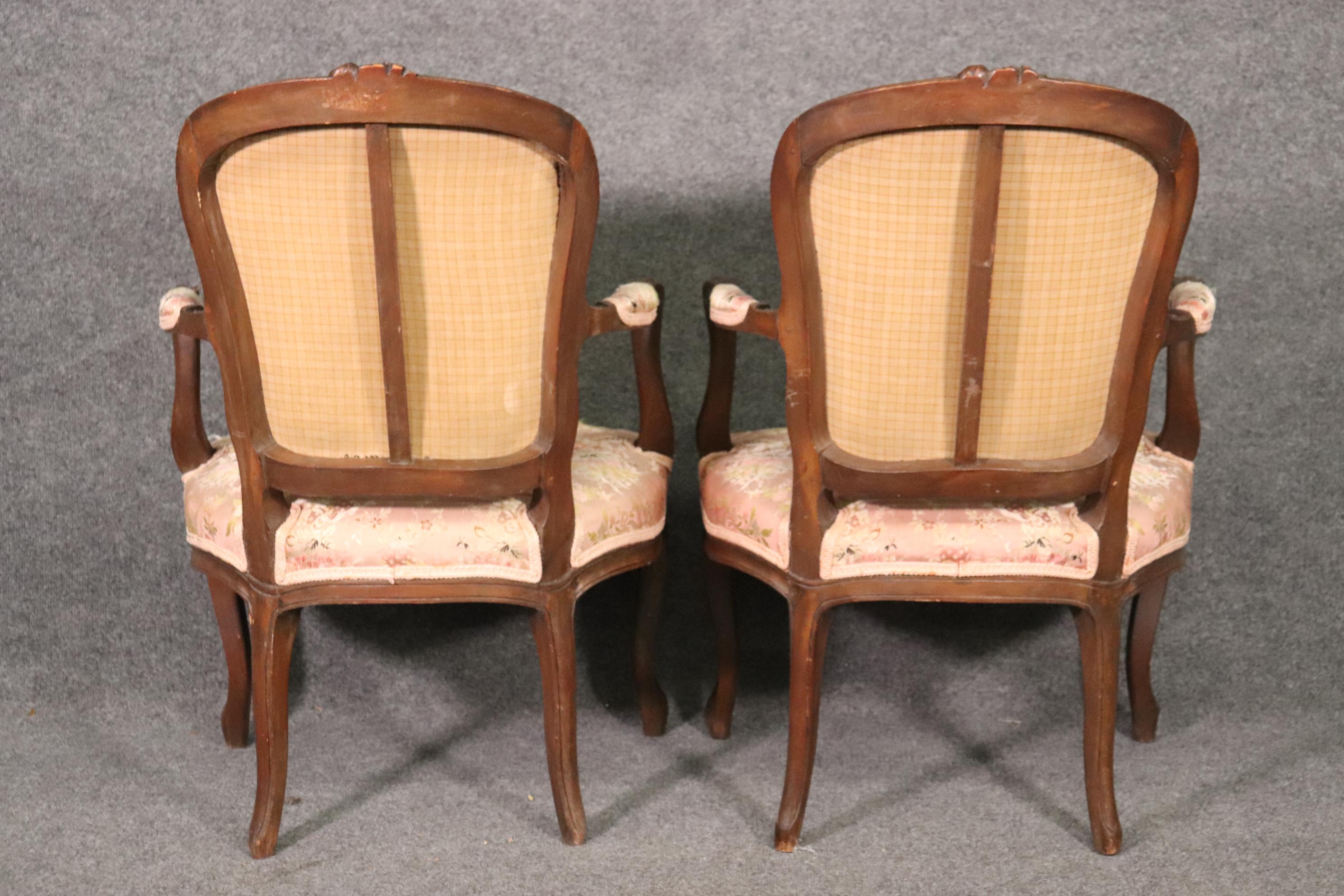 Mid-19th Century Nice Antique Pair Fench Louis XV Armchairs Fauteueills For Sale