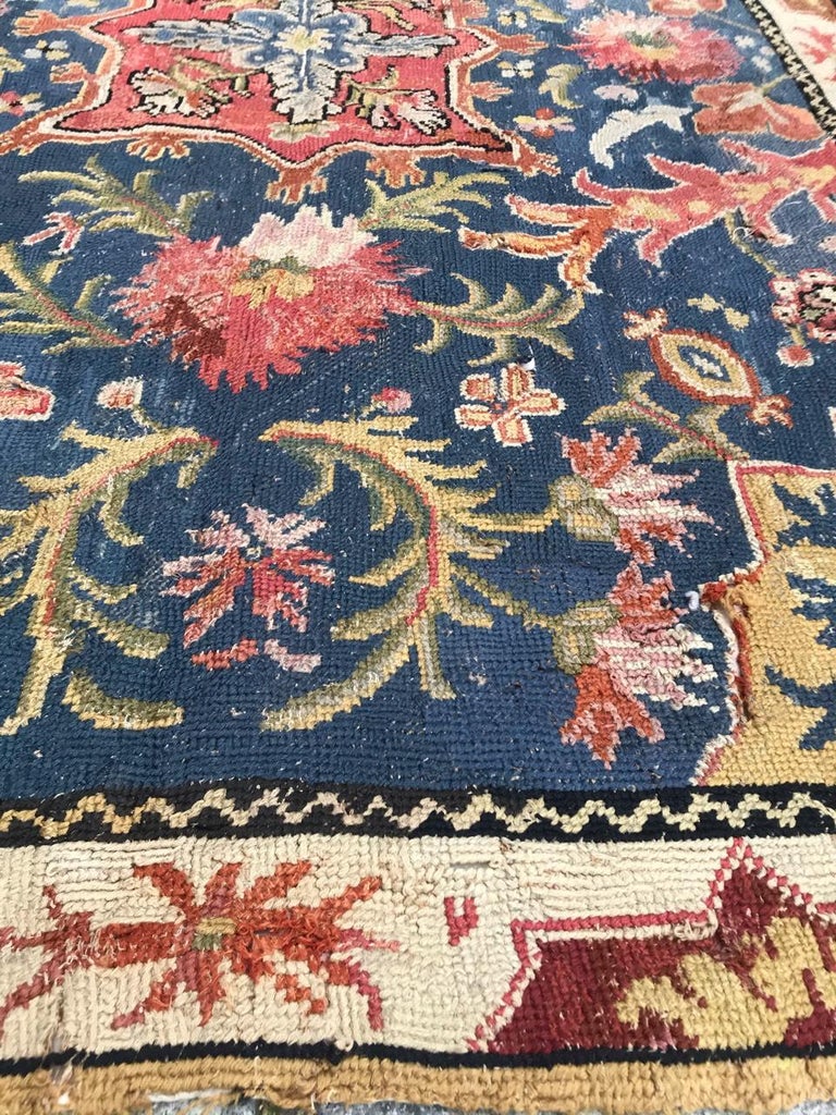 Nice Antique Portuguese Needlepoint Rug For Sale at 1stdibs