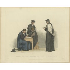 Nice Antique Print of a Master in Arts and Academics of Trinity College, 1815