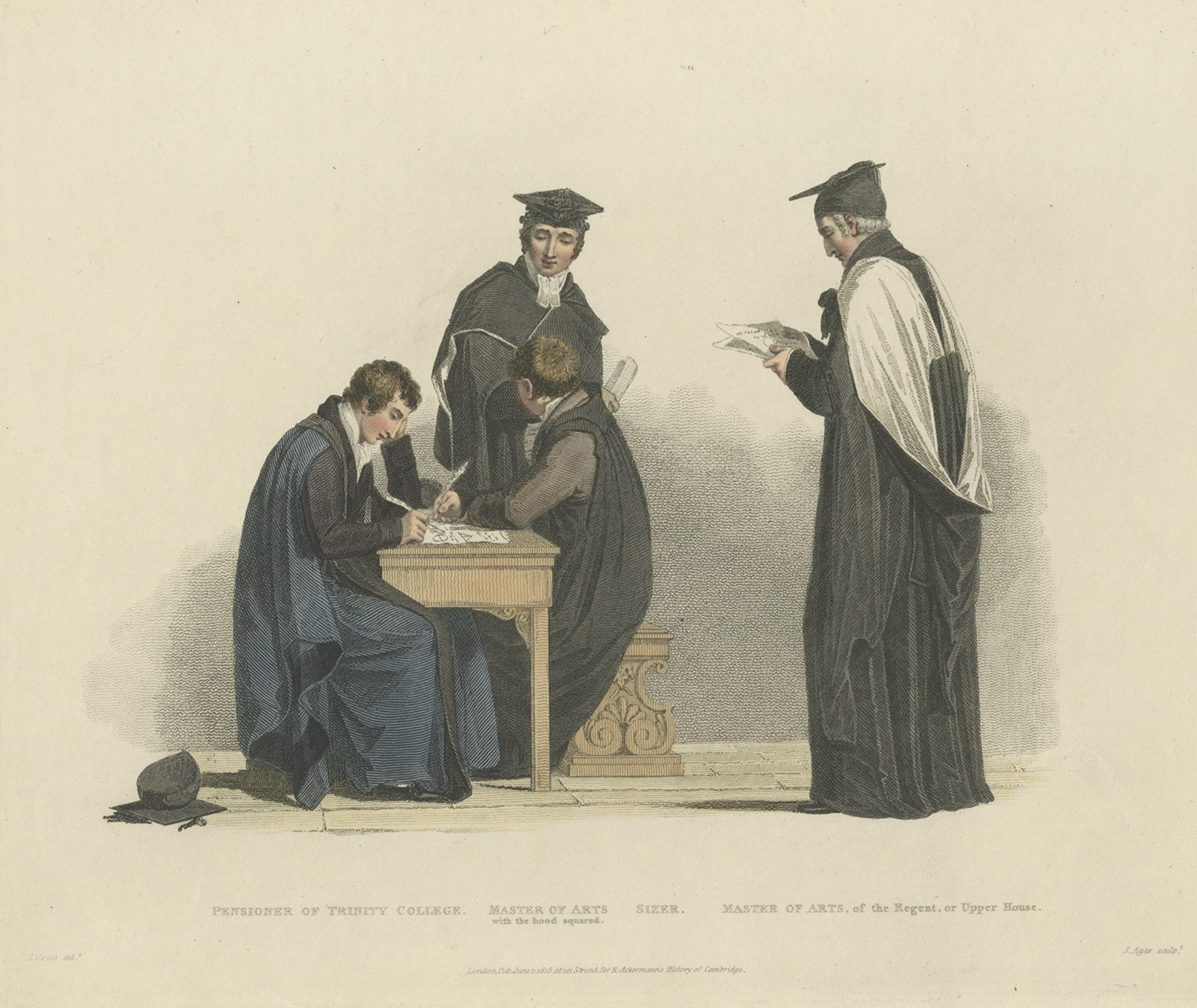 Paper Nice Antique Print of a Master in Arts and Academics of Trinity College, 1815 For Sale