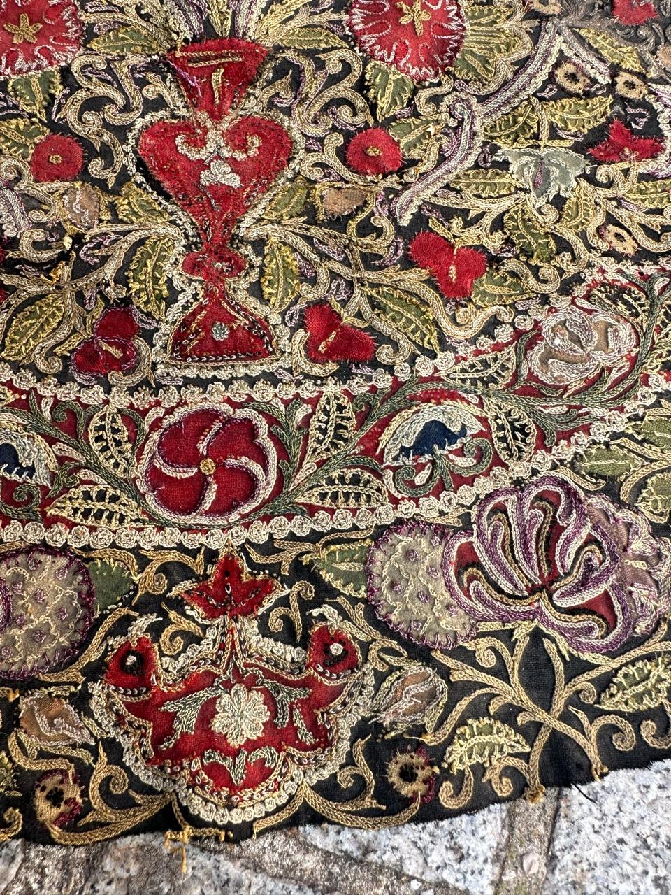 Bobyrug’s Nice antique Rashti Douzi embroidery For Sale 4