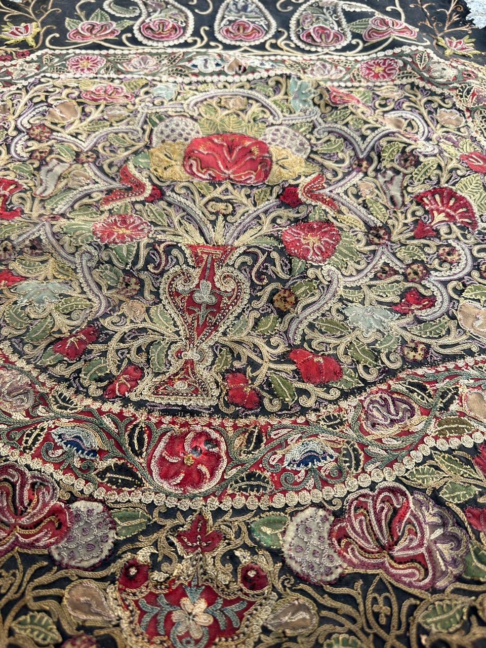 Bobyrug’s Nice antique Rashti Douzi embroidery For Sale 8