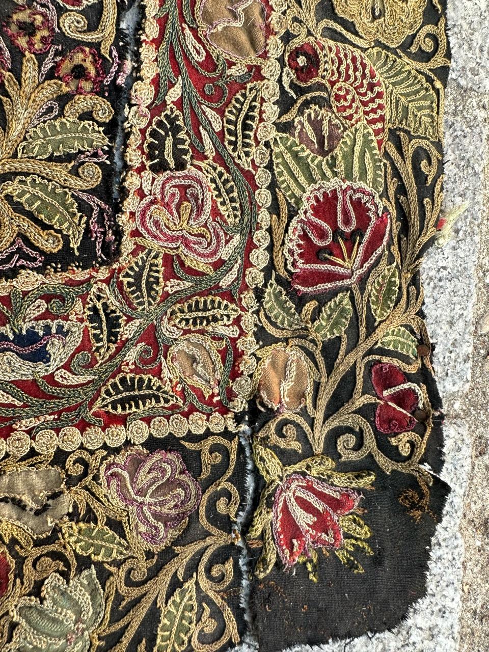 Wool Bobyrug’s Nice antique Rashti Douzi embroidery For Sale
