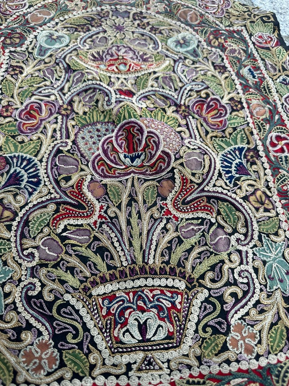 Bobyrug’s Nice antique Rashti Douzi embroidery For Sale 1