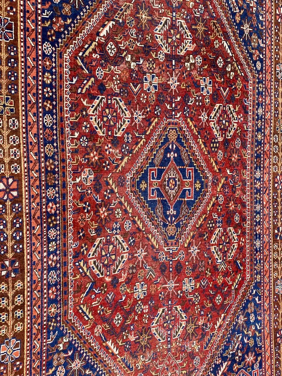 Tribal Bobyrug’s Nice Antique Shiraz Rug For Sale