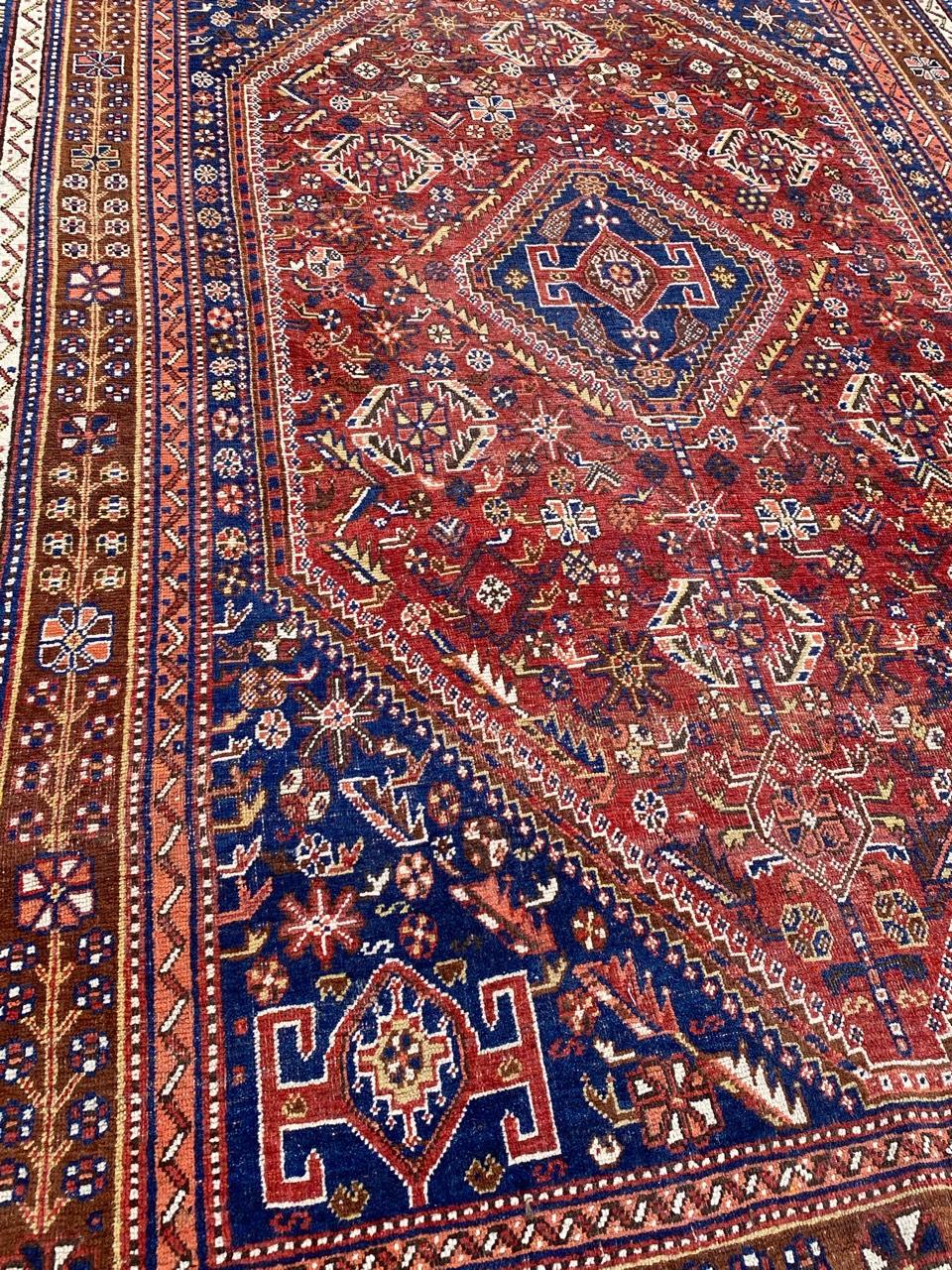 20th Century Bobyrug’s Nice Antique Shiraz Rug For Sale