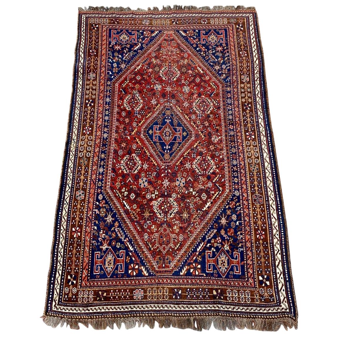 Bobyrug’s Nice Antique Shiraz Rug For Sale