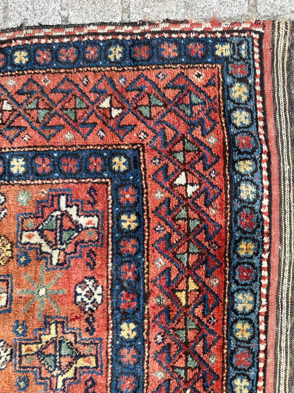 Hand-Knotted Nice antique tribal Kurdish rug For Sale