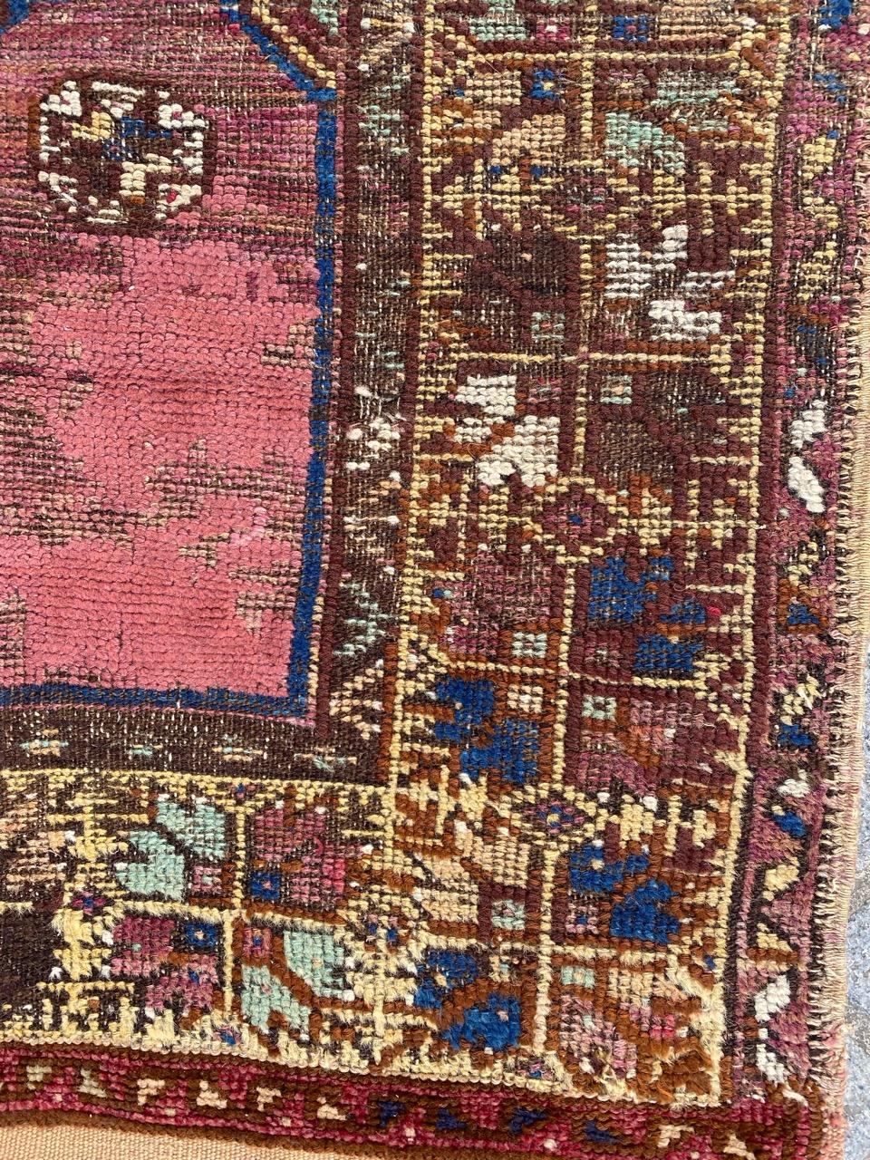 Hand-Knotted Bobyrug’s Nice Antique Turkish Mihrab Rug For Sale