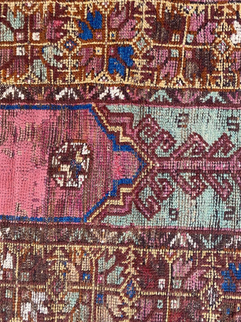 Bobyrug’s Nice Antique Turkish Mihrab Rug In Fair Condition For Sale In Saint Ouen, FR
