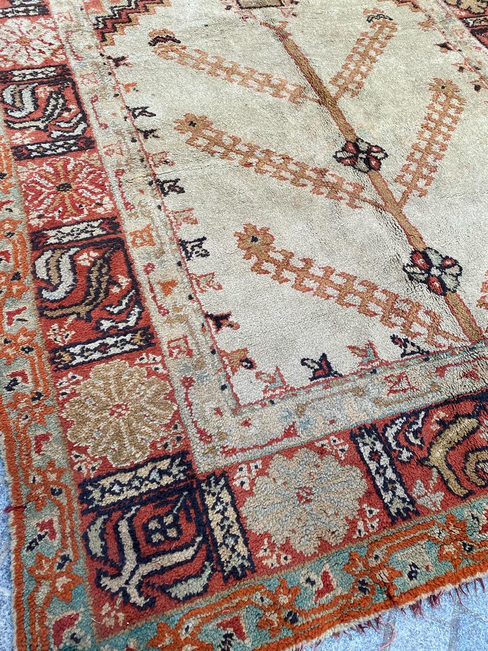Hand-Knotted Bobyrug’s Nice Antique Turkish Oushak Rug For Sale