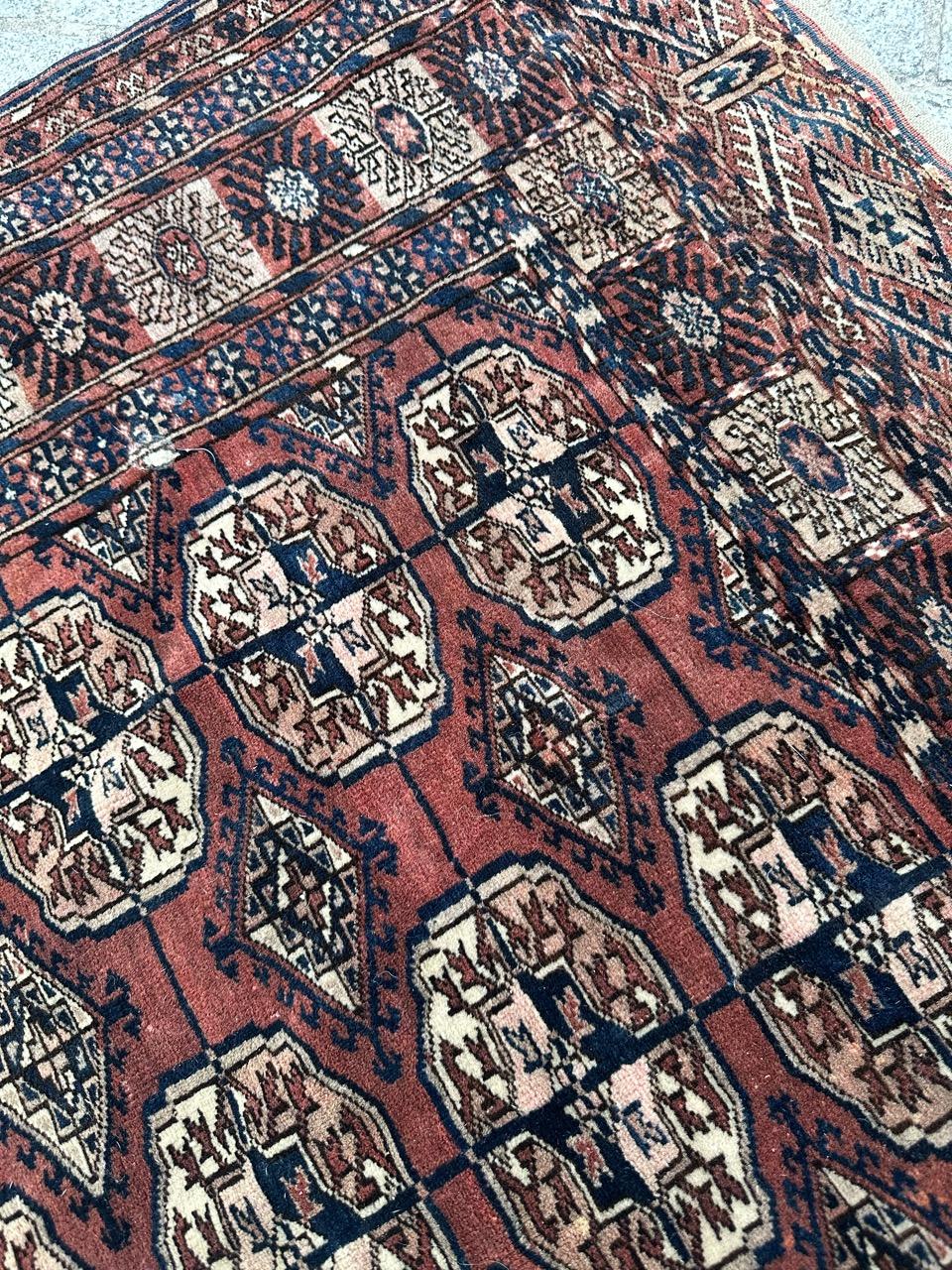 Bobyrug’s Nice antique Turkmen Bokhara rug  For Sale 6