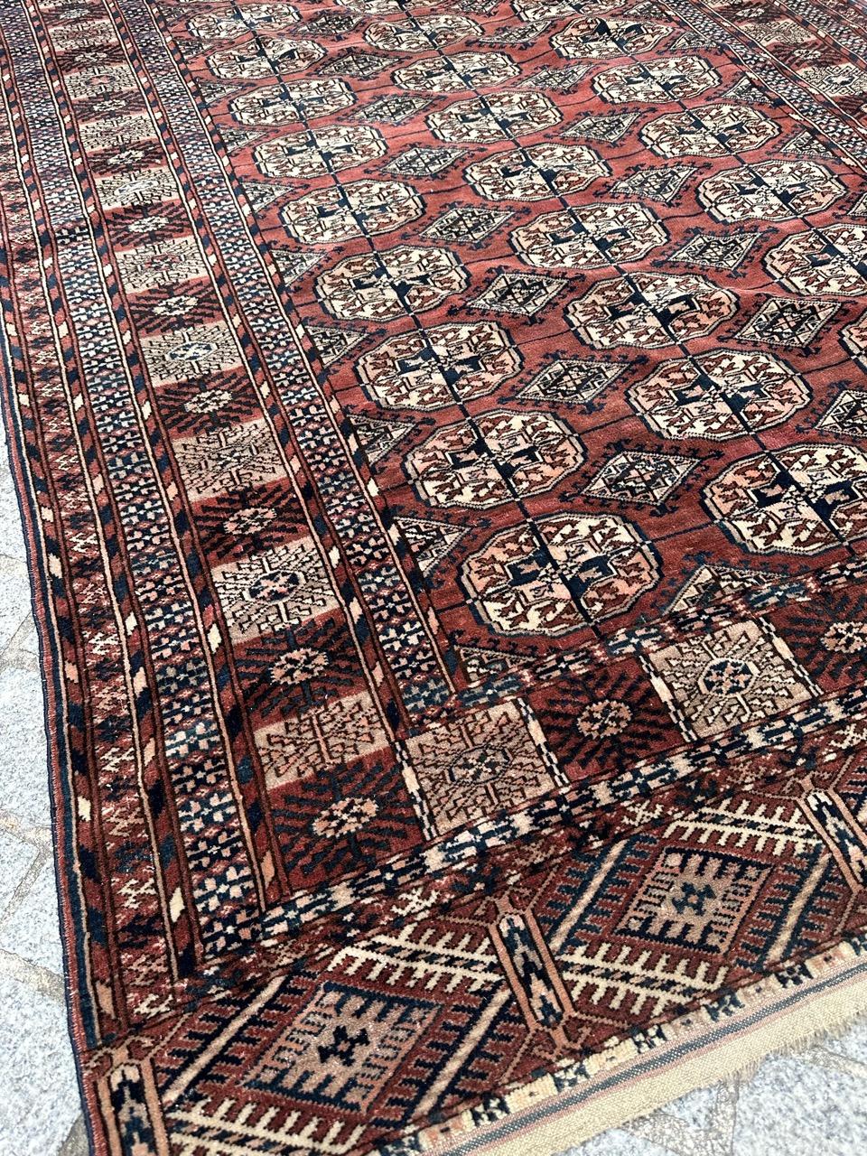 Bobyrug's Schöner antiker turkmenischer Bokhara-Teppich  im Angebot 7