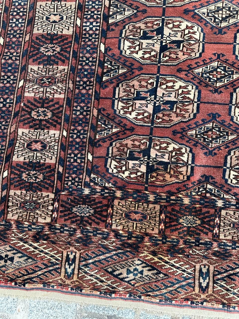 Hand-Knotted Nice antique Turkmen Bokhara rug For Sale