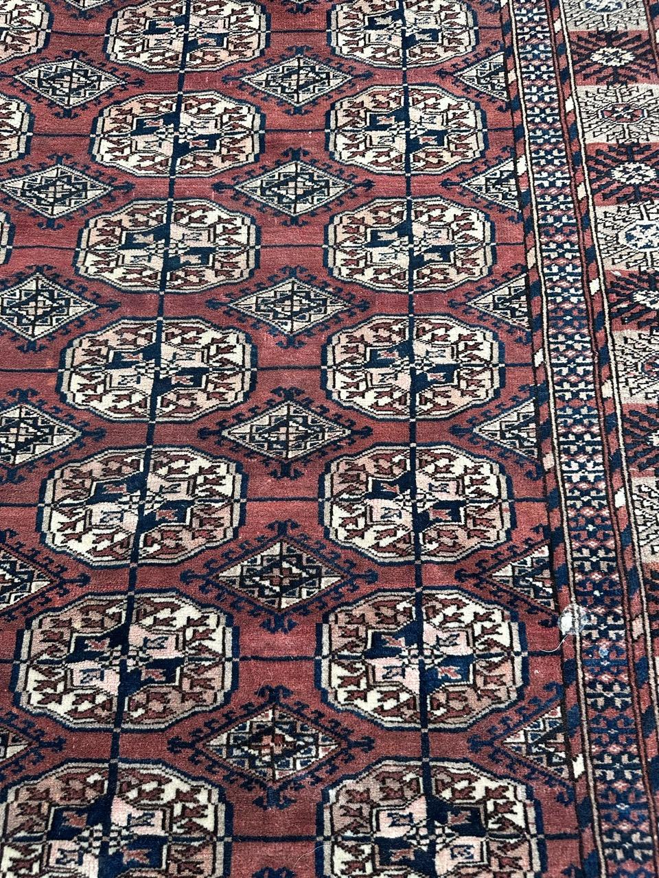 Bobyrug’s Nice antique Turkmen Bokhara rug  In Good Condition For Sale In Saint Ouen, FR