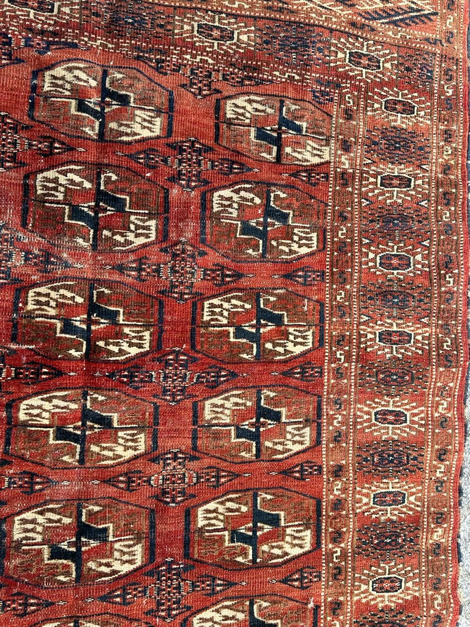 Beau tapis antique turkmène Bokhara Bon état - En vente à Saint Ouen, FR