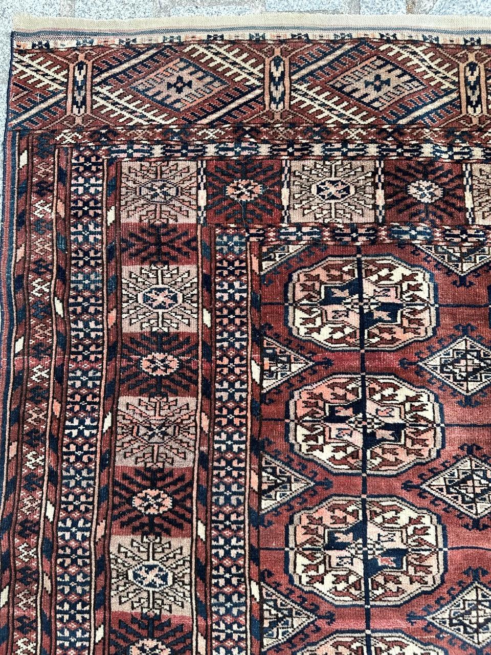 Wool Bobyrug’s Nice antique Turkmen Bokhara rug  For Sale