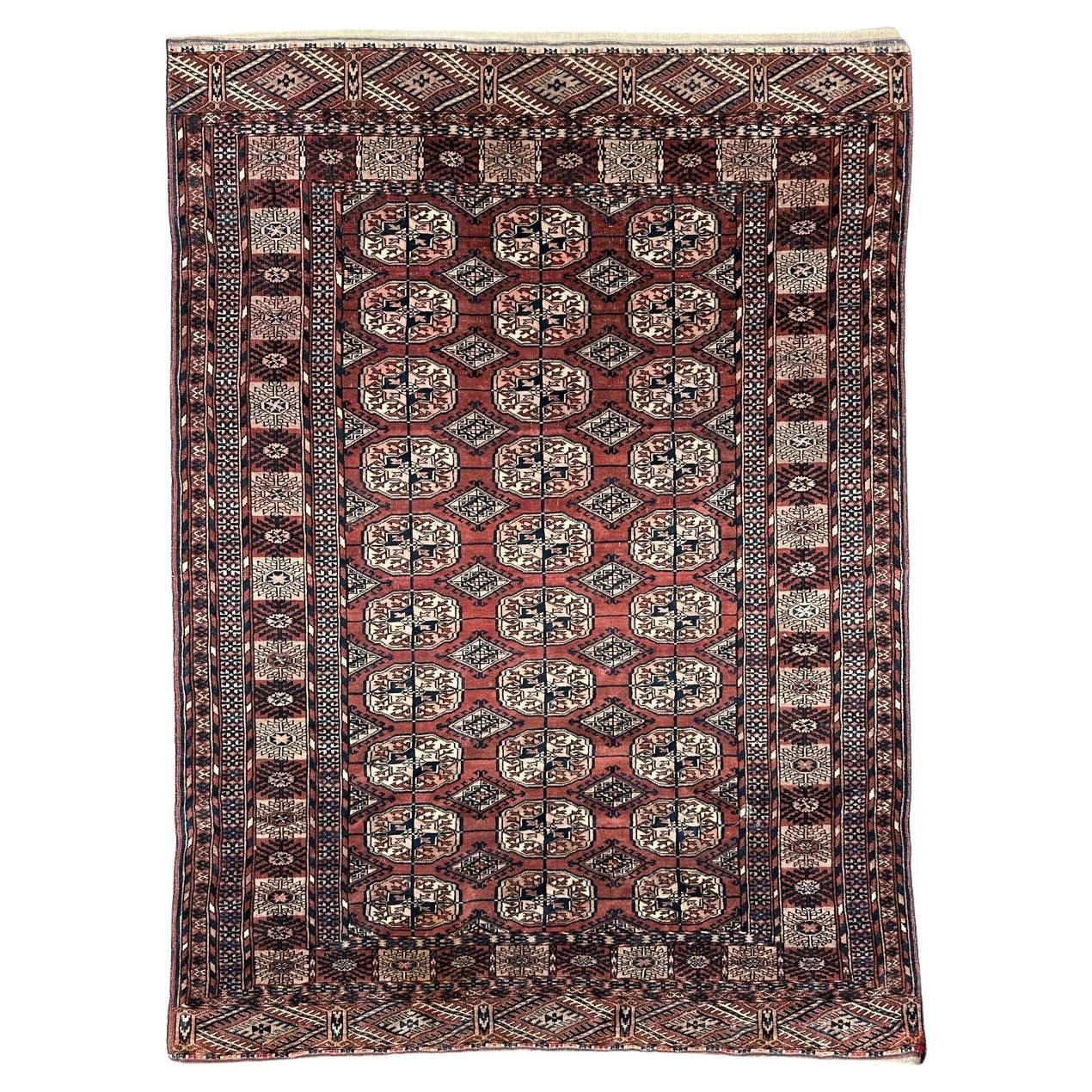 Bobyrug’s Nice antique Turkmen Bokhara rug  For Sale