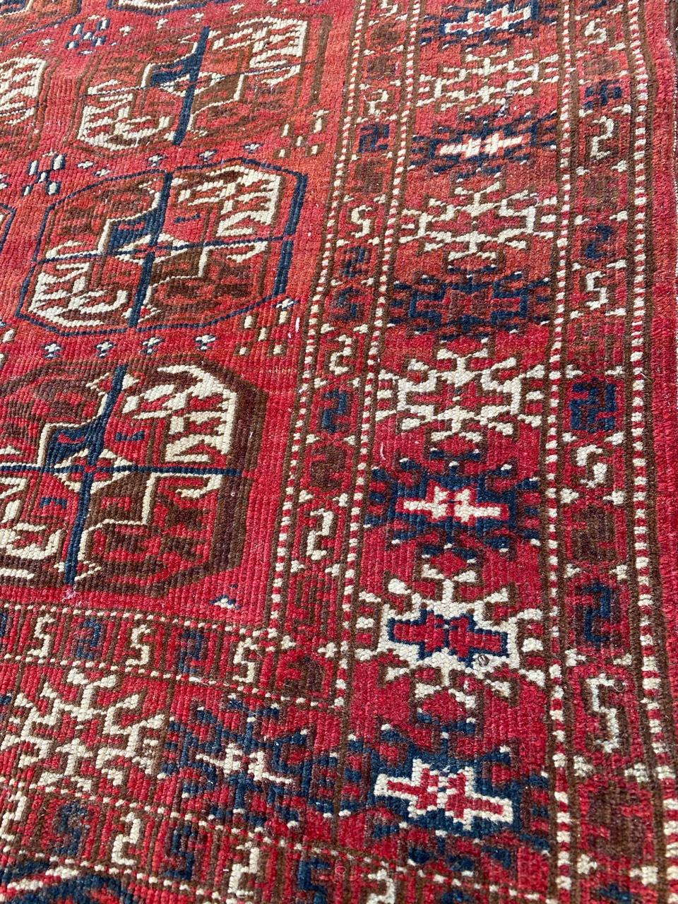 Bobyrug’s Nice Antique Turkmen Boukhara Rug For Sale 2