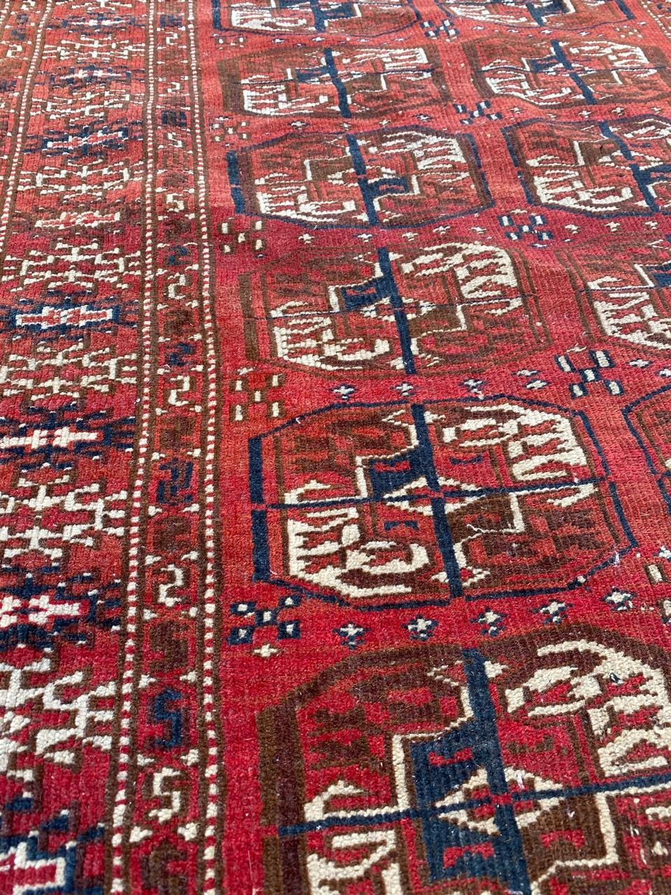 Bobyrug’s Nice Antique Turkmen Boukhara Rug For Sale 4