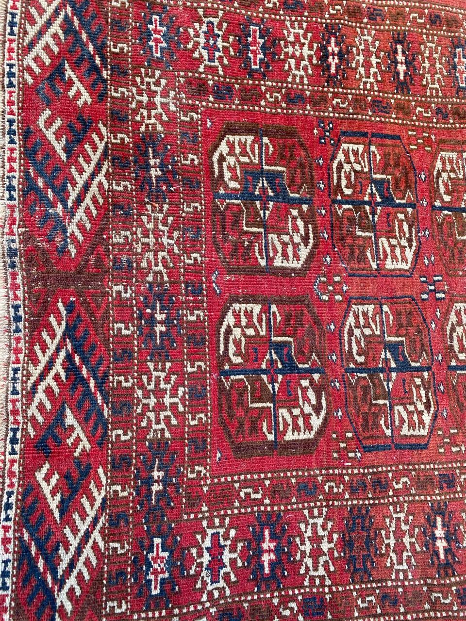 Hand-Knotted Nice Antique Turkmen Boukhara Rug