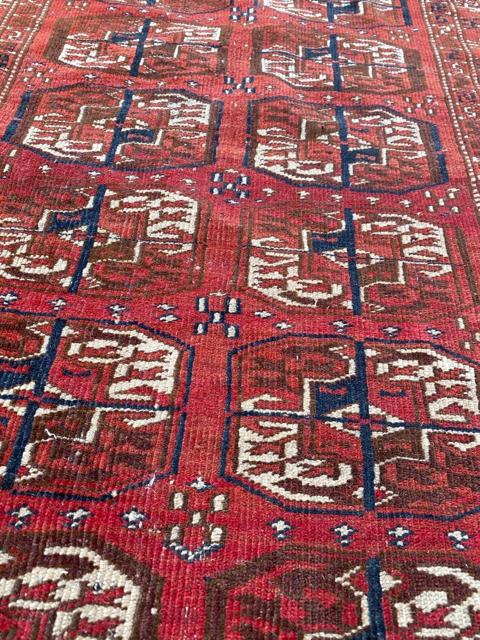Bobyrug’s Nice Antique Turkmen Boukhara Rug For Sale 1