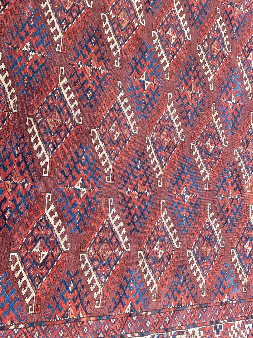 Hand-Knotted Bobyrug’s Nice Antique Turkmen Yumut Rug For Sale