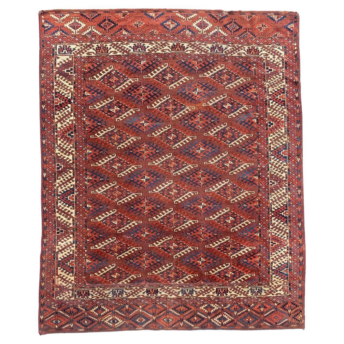 Bobyrug's Schöner Antiker Turkmenischer Yumut-Teppich