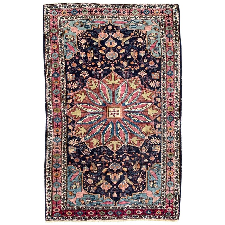 Nice Antique Yazd Rug For Sale at 1stDibs
