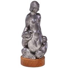 Nice Art Deco Pewter Mermaid Sculpture by Just Andersen