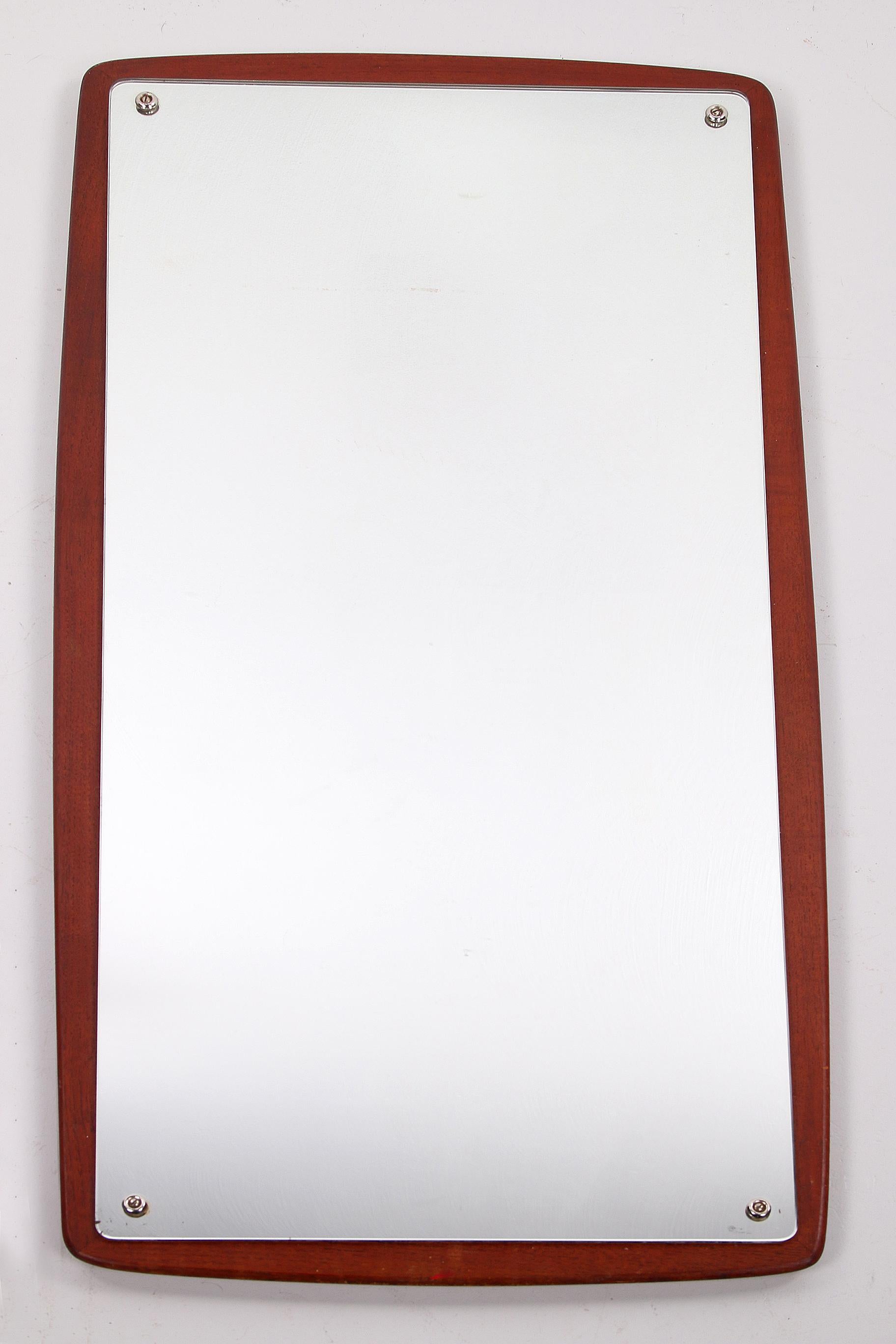 Nice Big Danish Mirror on a Teak Wooden Frame, 1960s For Sale 3
