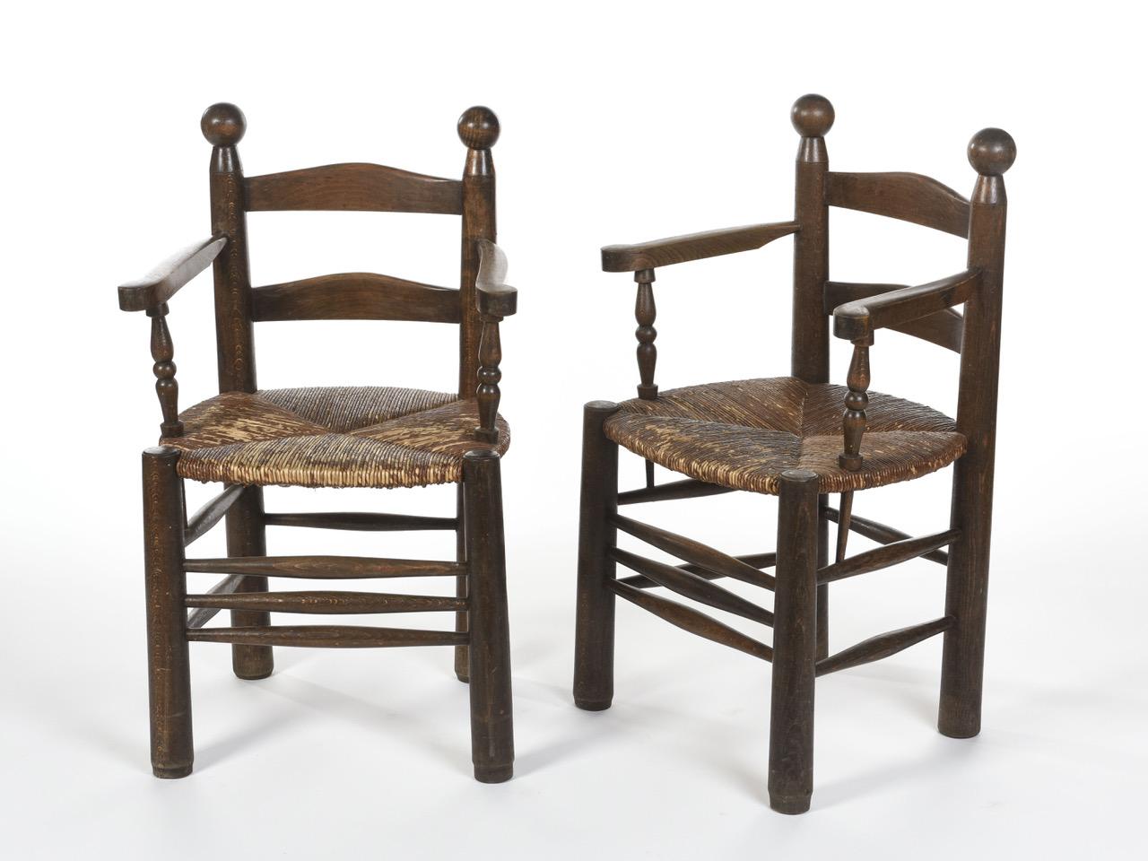 Mid-20th Century Nice Brutalist Chairs in the Style of Charles Dudouyt, circa 1940