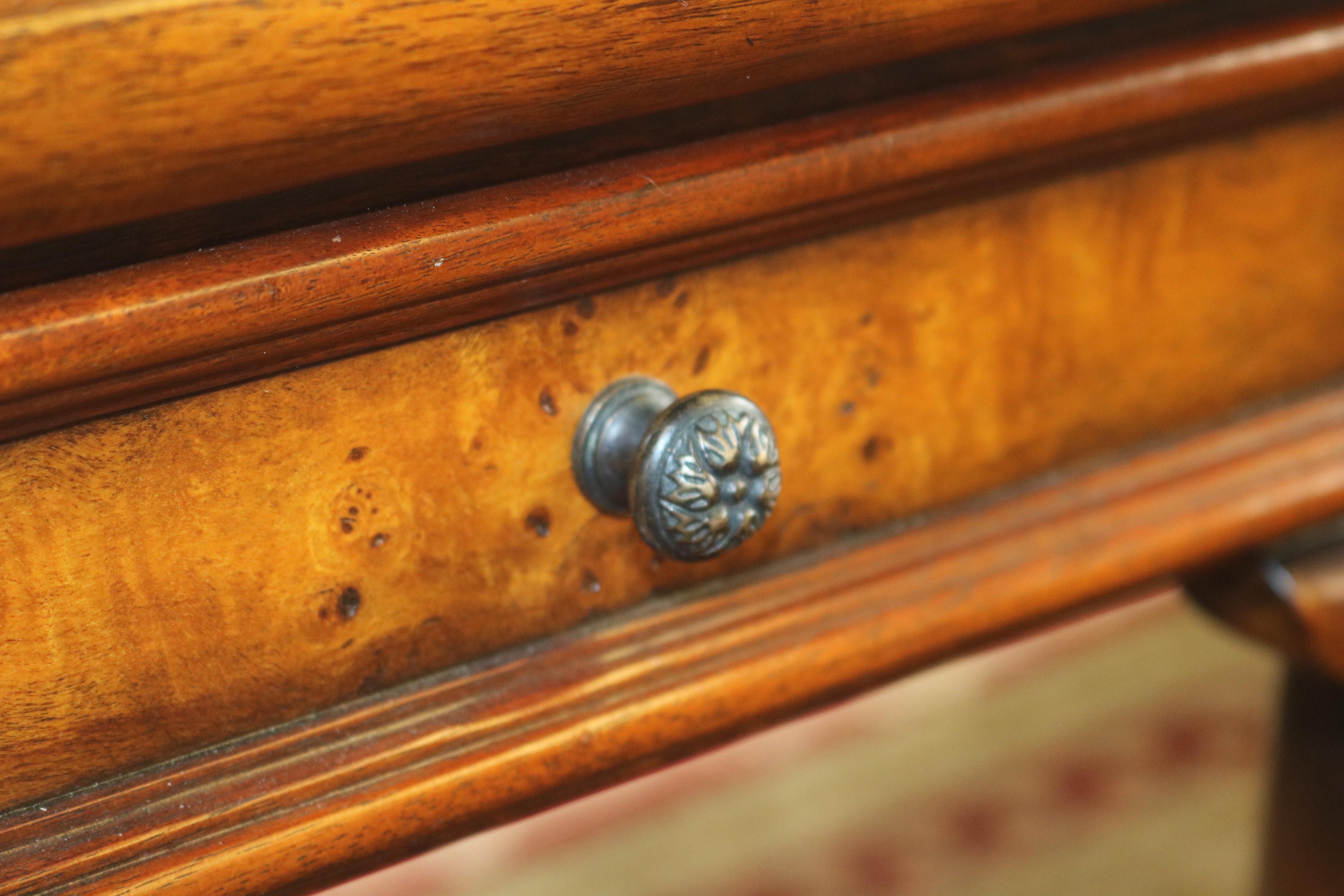Nice Burled Walnut Theodore Alexander Leather Top Game Table 4