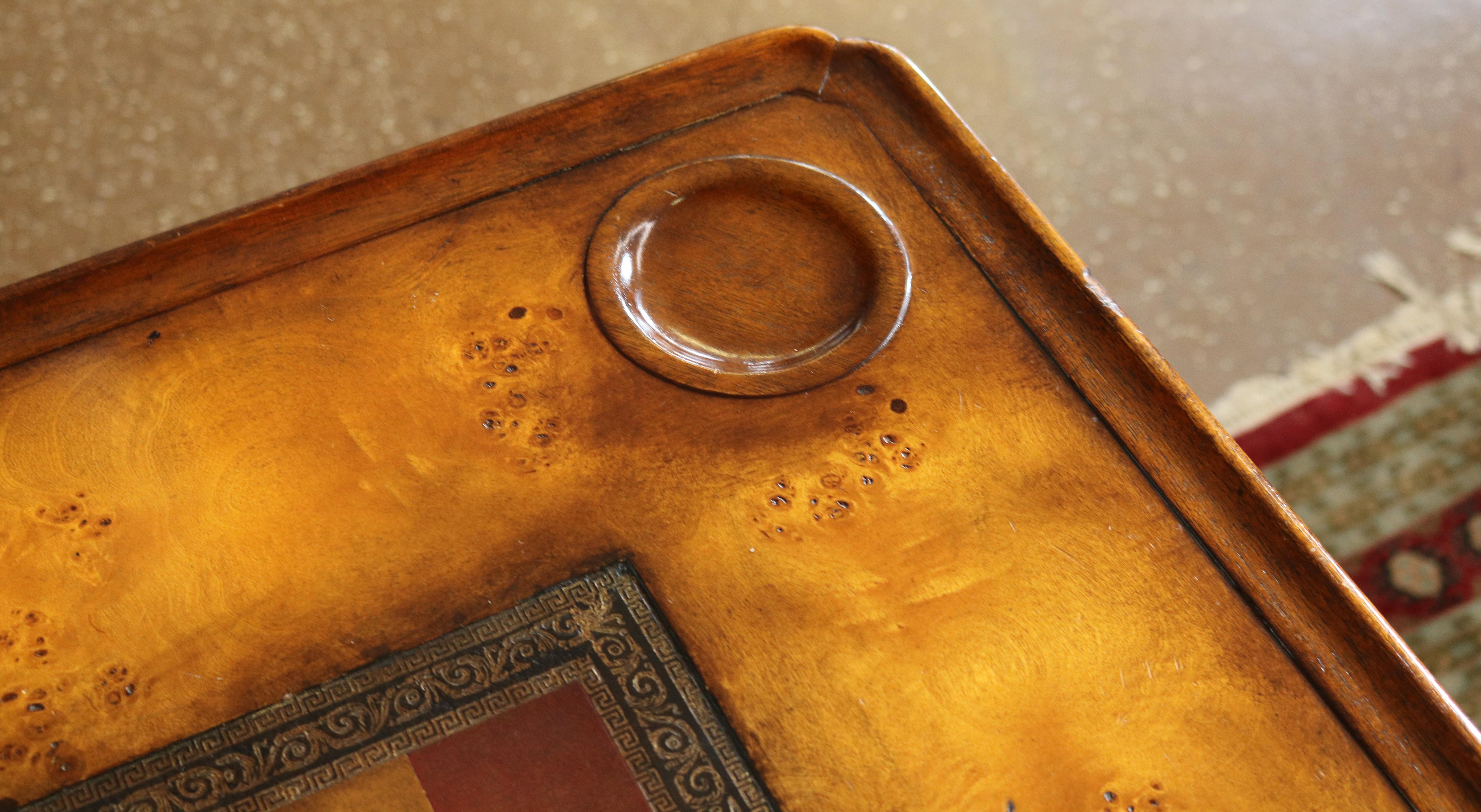 Nice Burled Walnut Theodore Alexander Leather Top Game Table 5