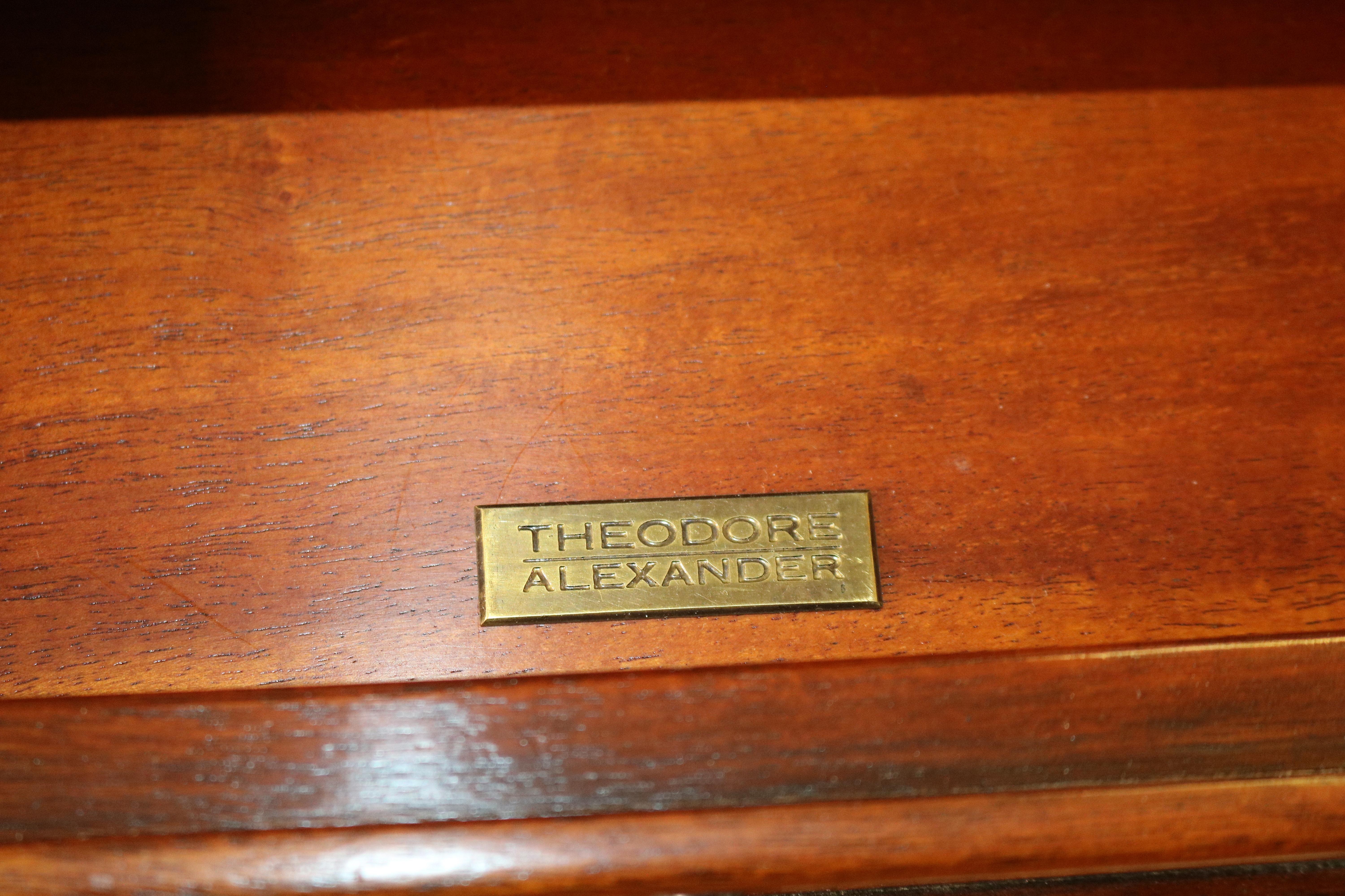 Nice Burled Walnut Theodore Alexander Leather Top Game Table 9