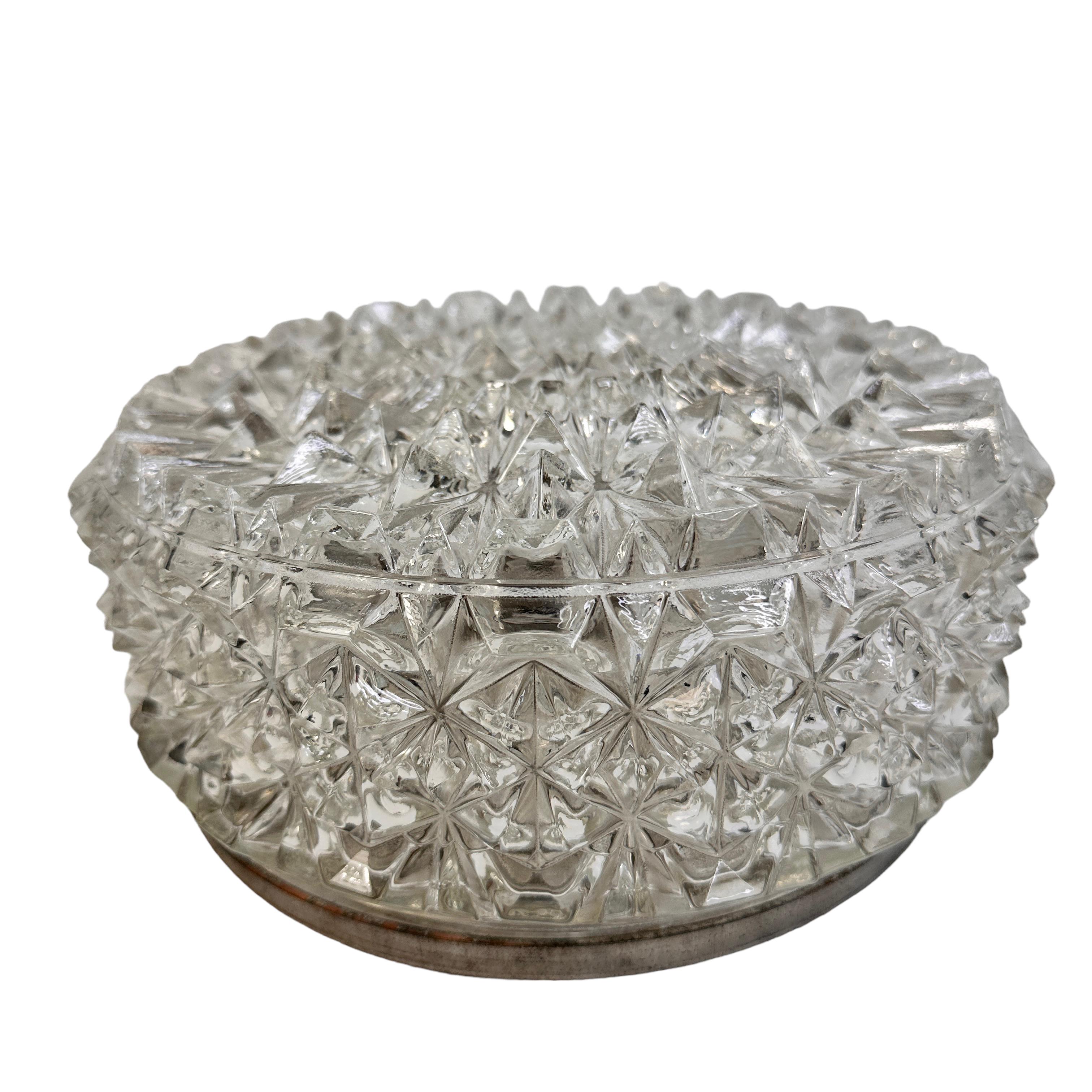 Mid-Century Modern Nice Circle Glass Ceiling Wall Light Flush Mount, Germany, 1960s For Sale