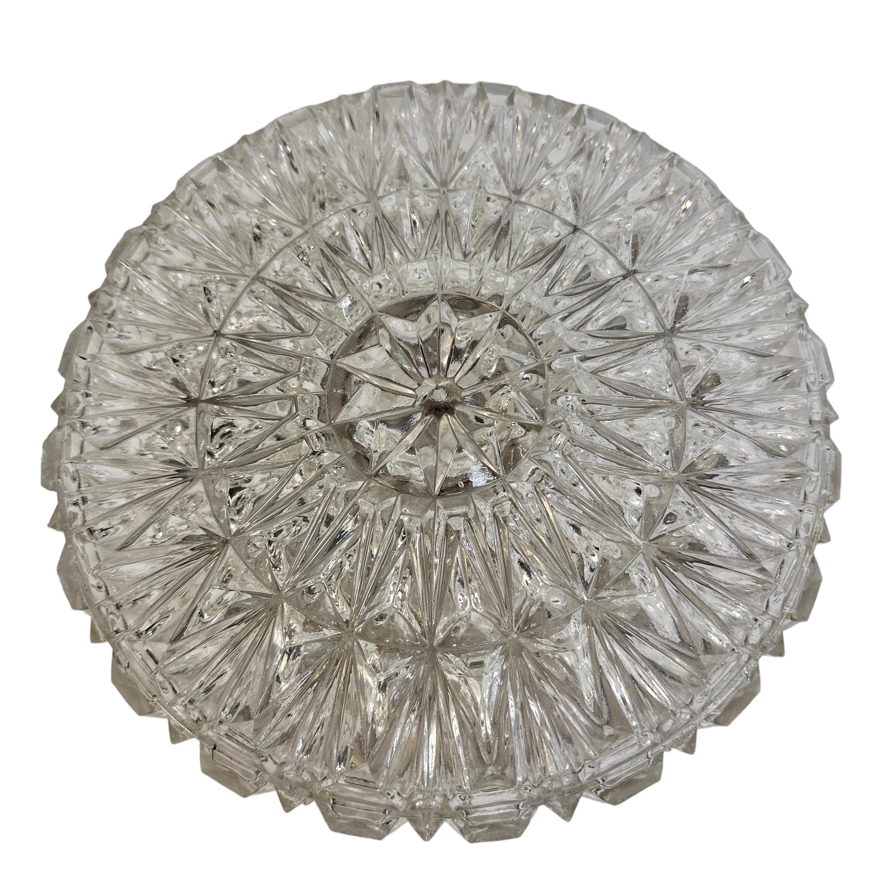 Nice Circle Glass Ceiling Wall Light Flush Mount, Germany, 1960s In Good Condition For Sale In Nuernberg, DE