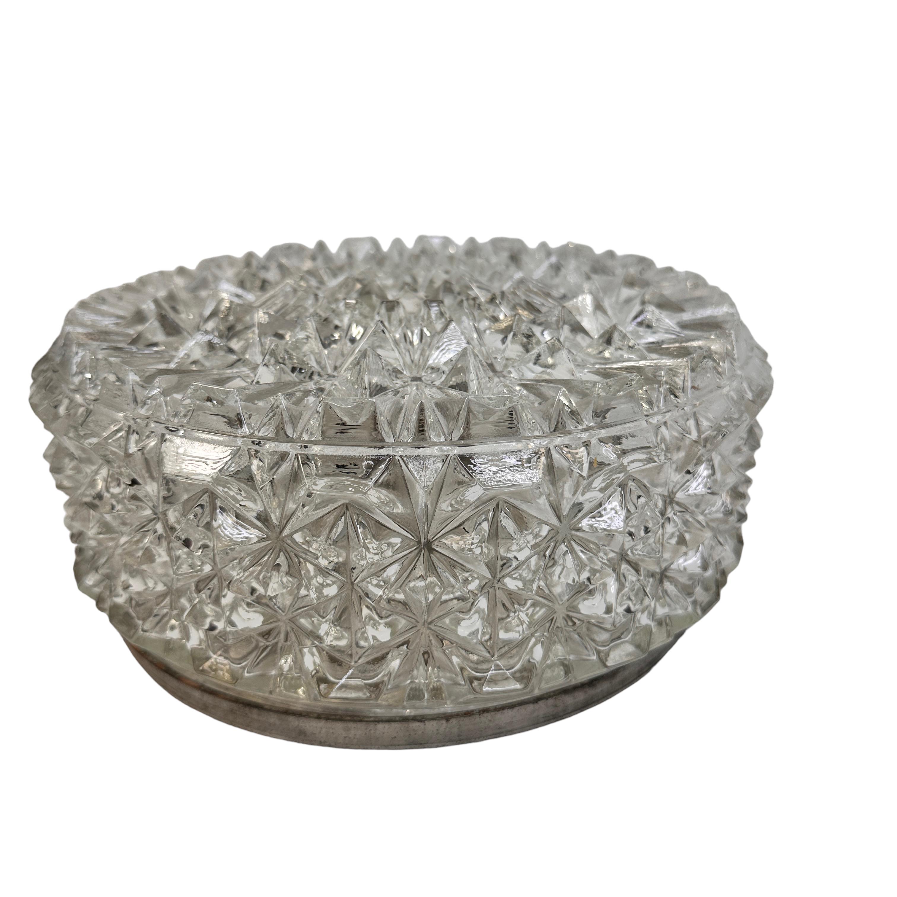 Mid-20th Century Nice Circle Glass Ceiling Wall Light Flush Mount, Germany, 1960s For Sale