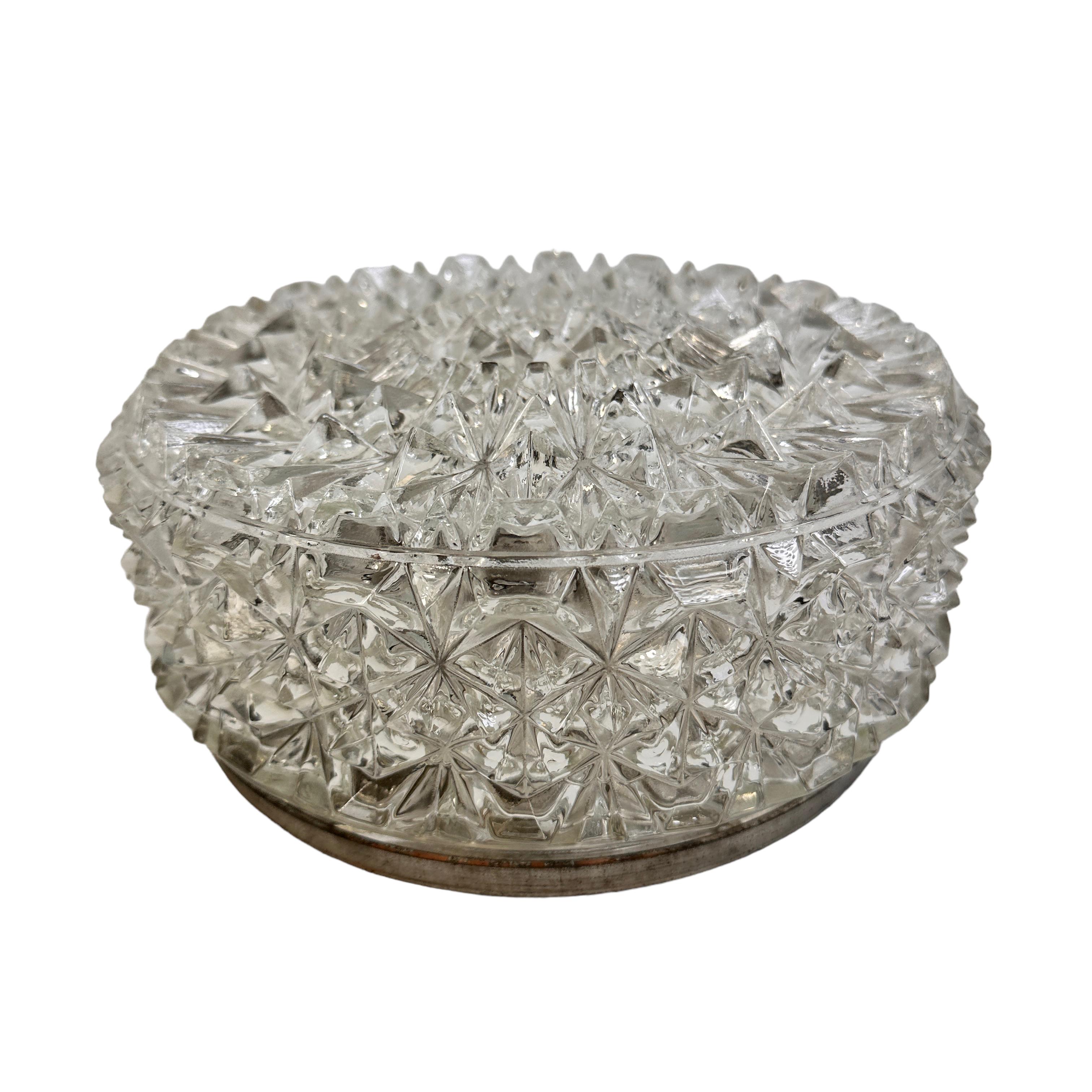 Metal Nice Circle Glass Ceiling Wall Light Flush Mount, Germany, 1960s For Sale