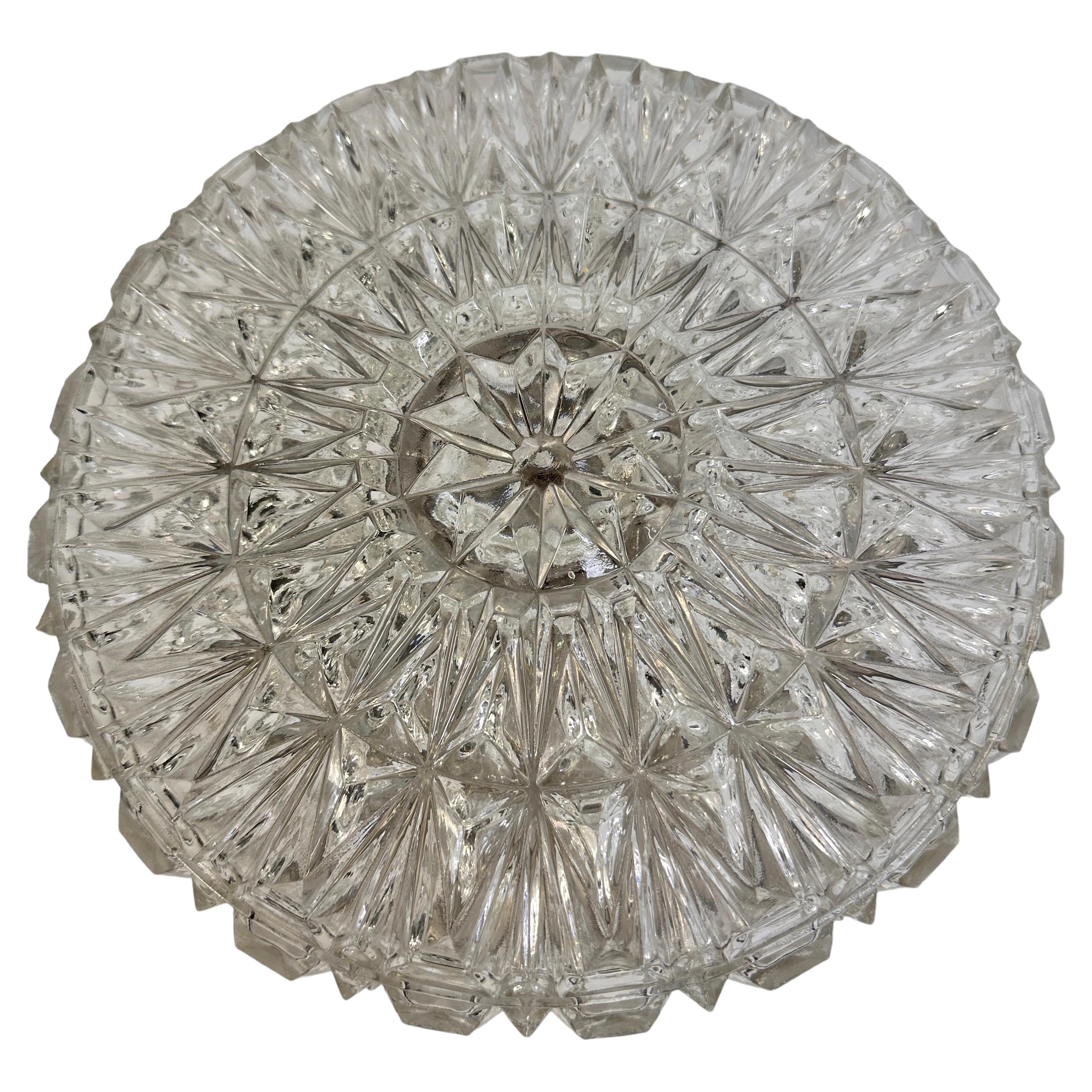 Nice Circle Glass Ceiling Wall Light Flush Mount, Germany, 1960s For Sale