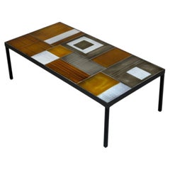 Nice Coffee table by Roger Capron in ceramics and Iron base