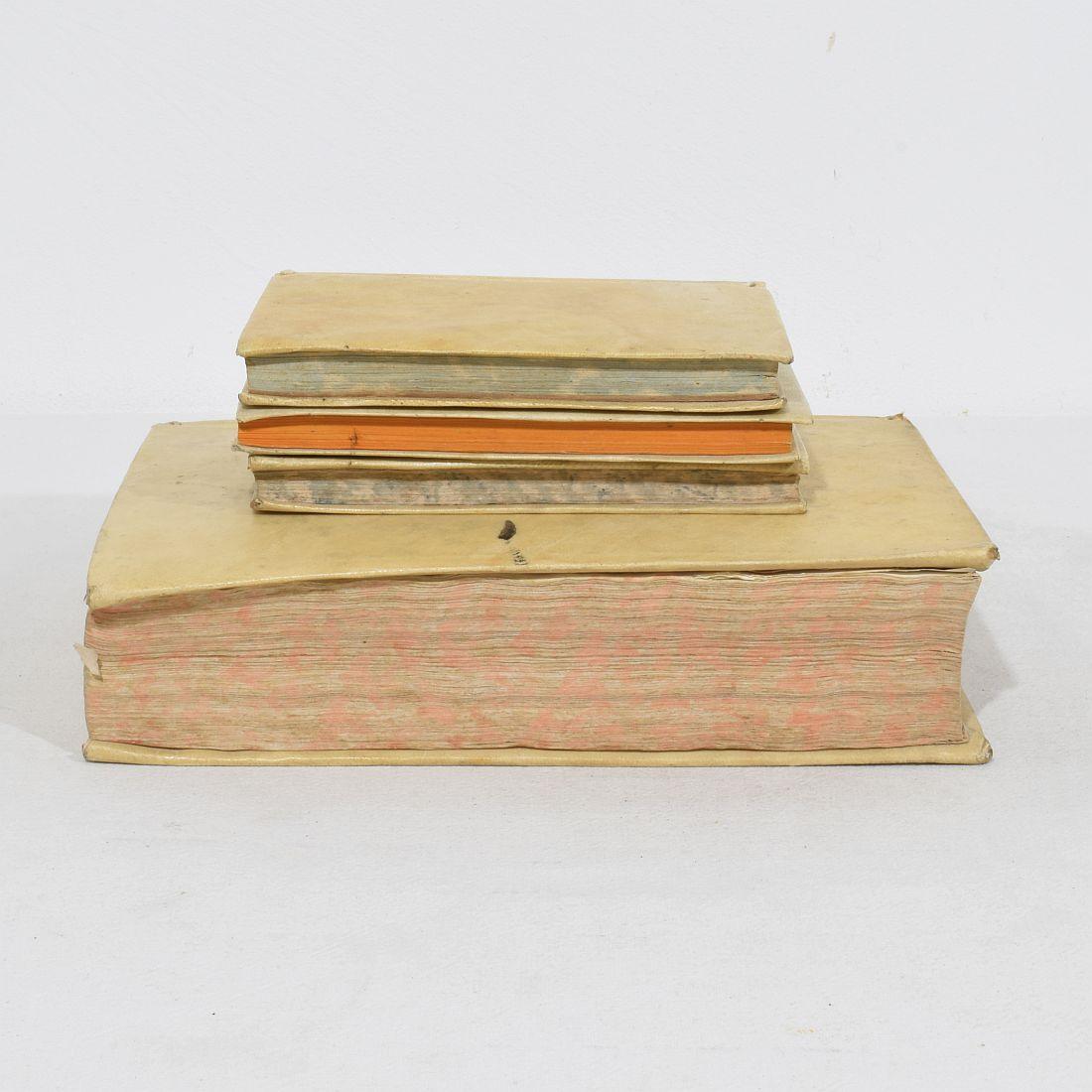 Nice Collection of 18th/ 19th Century Weathered Spanish/ Italian Vellum Books For Sale 14
