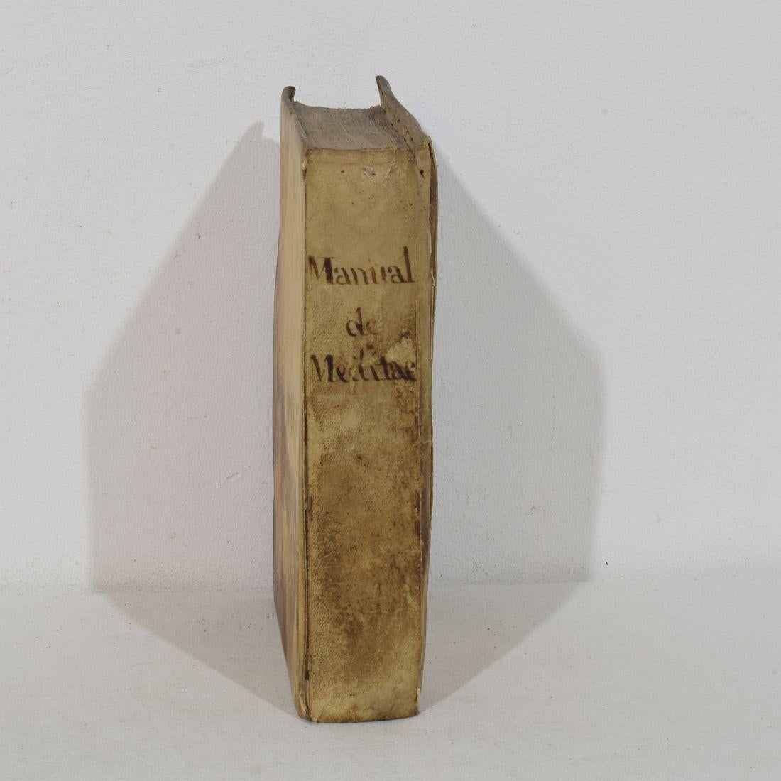 Nice Collection of 18th/ 19th Century Weathered Spanish Vellum Books For Sale 5