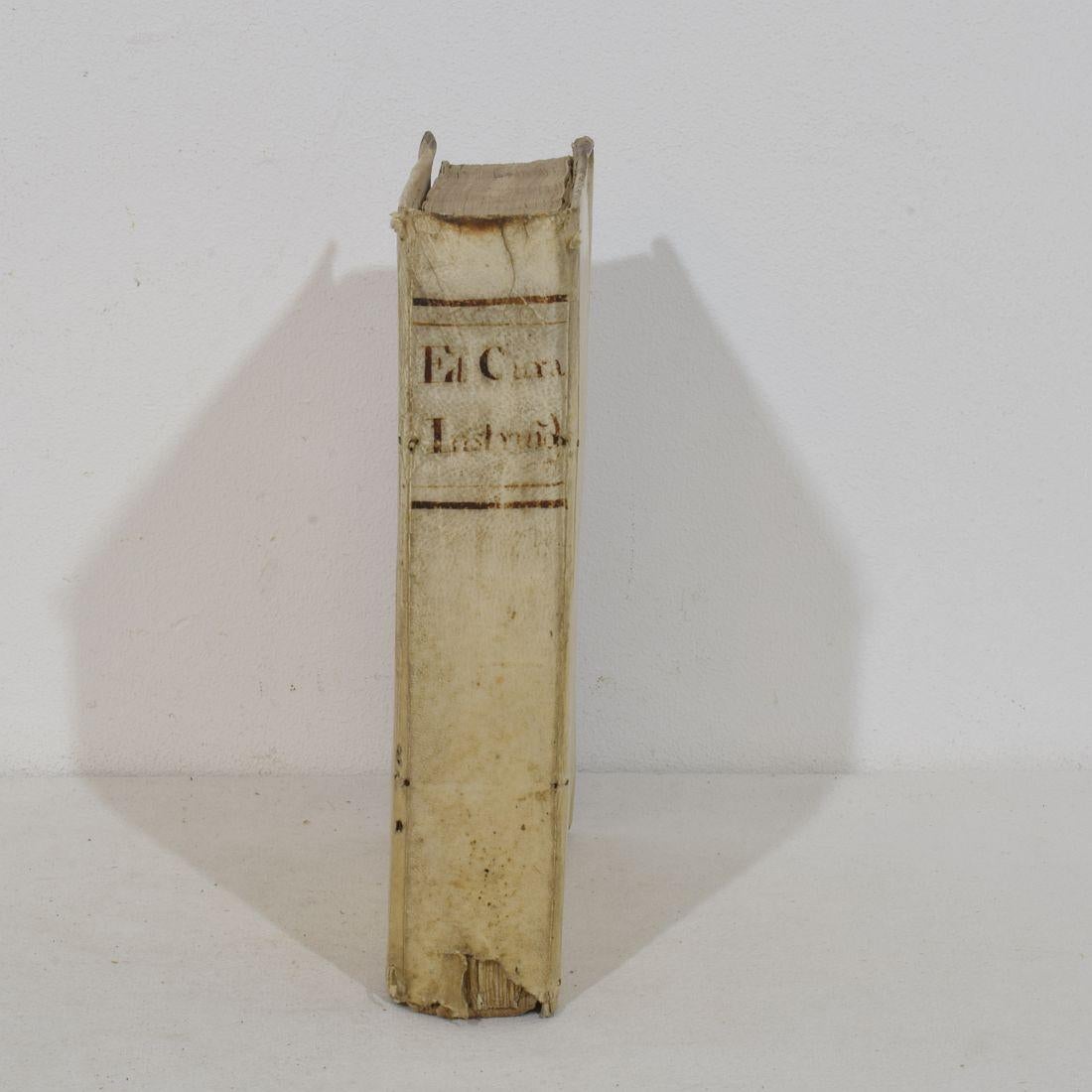 Nice Collection of 18th/ 19th Century Weathered Spanish Vellum Books For Sale 5