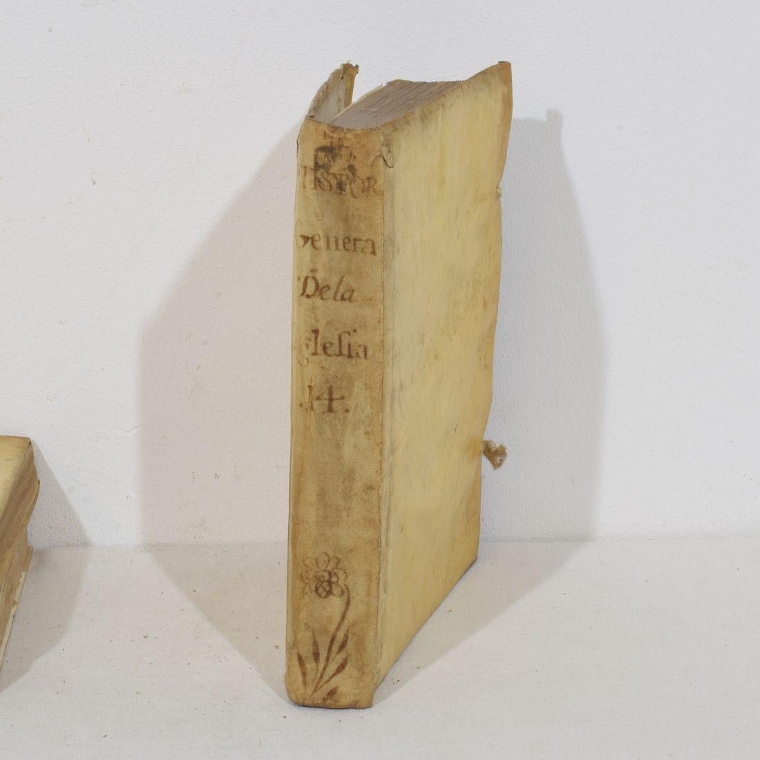 Bella collezione di libri in Vellum spagnolo invecchiato del XVIII/XIX secolo in vendita 5
