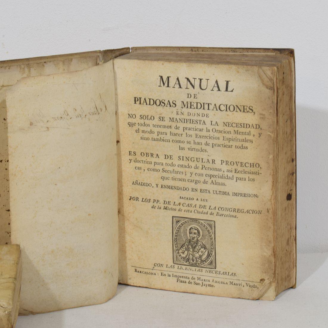 Nice Collection of 18th/ 19th Century Weathered Spanish Vellum Books For Sale 7